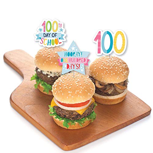 Big Dot of Happiness Happy 100th Day of School - Dessert Cupcake Toppers - 100 Days Party Clear Treat Picks - Set of 24 by Big Dot of Happiness - Image 3