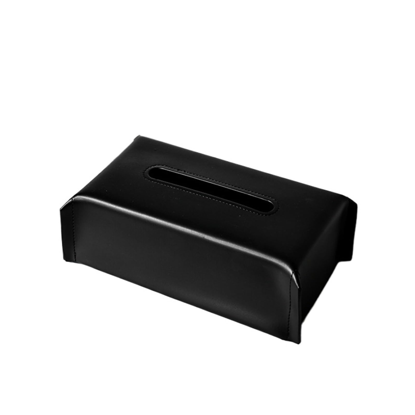 Woven Tissue Box Leather Napkin Case Luxury Paper Cover Living Room Tissue Paper Holder Desktop Home Tabletop Decoration(Black)