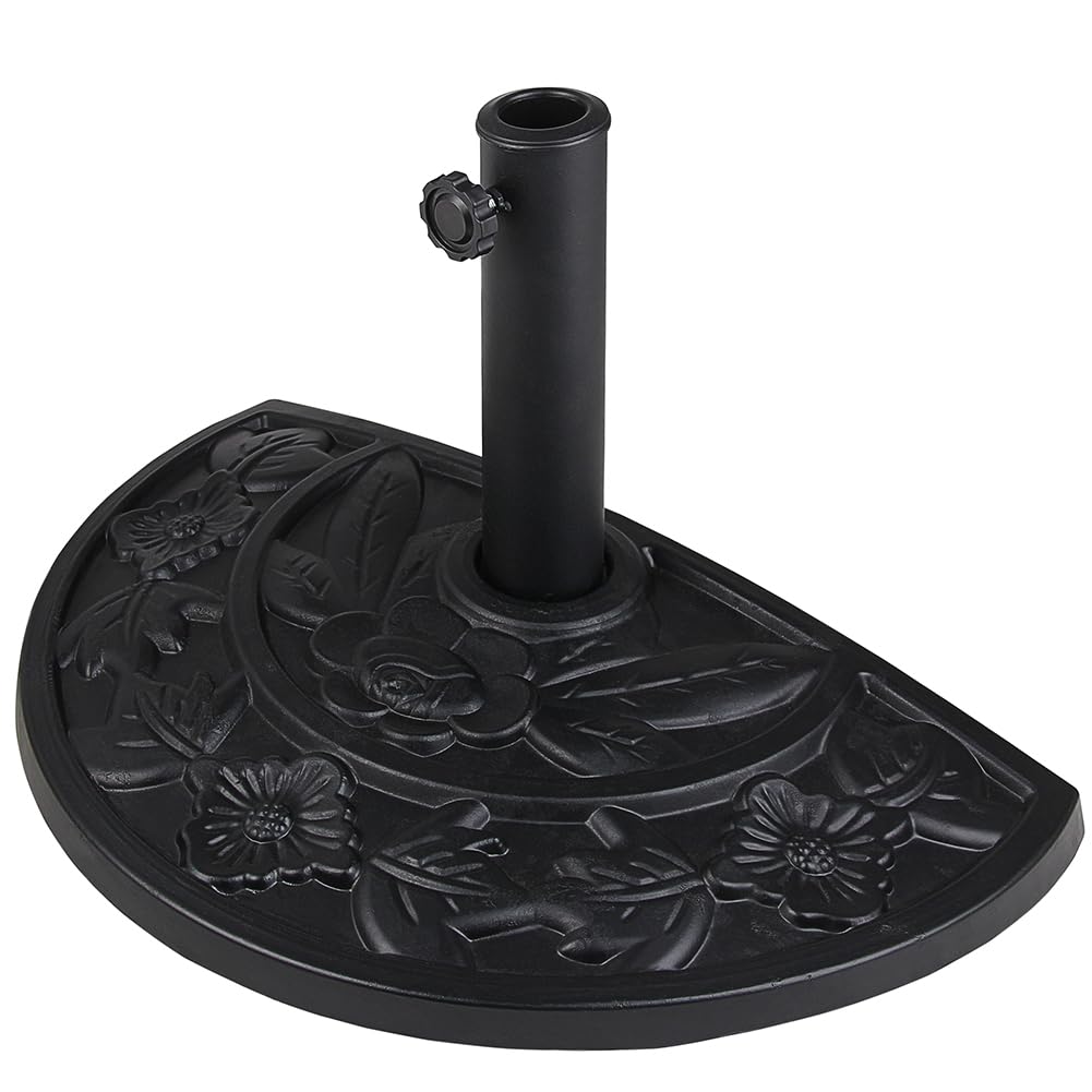 BAKAJI Base per Ombrellone da Giardino Forma Mezza Luna, Supporto per Palo Ombrelloni 38/48mm, Sistema Stabile Anti Capovolgimento, Ideale per Patio, Balcone, Esterno, Ø 50 x 32 x 32 cm