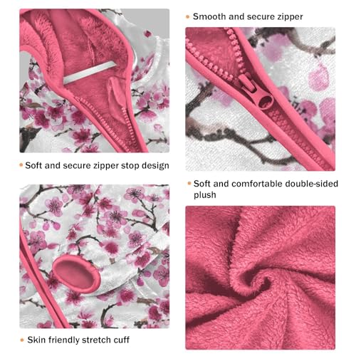 OTVEE Pink Cherry Blossoms Kids Hoodie Jacket Fall Spring Full Zip Warm Outwear Coat3