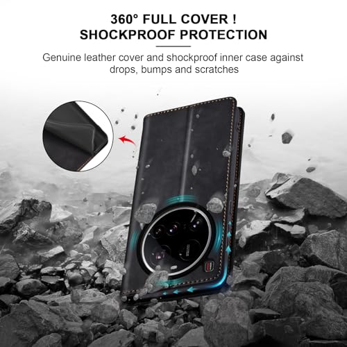 Image of Jasonyu Cover for Xiaomi 15 Ultra Flip PU Leather Case, Book Wallet Cover, Stand Function, Magnetic, Card Slots, TPU Bumper Case (Black)