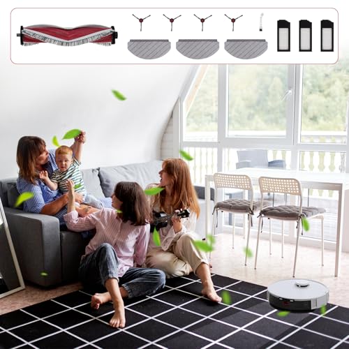 Image of Replacement Parts for Yeedi C12 Plus: Compatible With For Yeedi C12 Plus /C12 Pro Plus & For Ecovacs Deebot N20 Plus /N20 Pro Plus-1 Main Roller, 3 Filters, 3 Mop Pads, 4 Side Brushes
