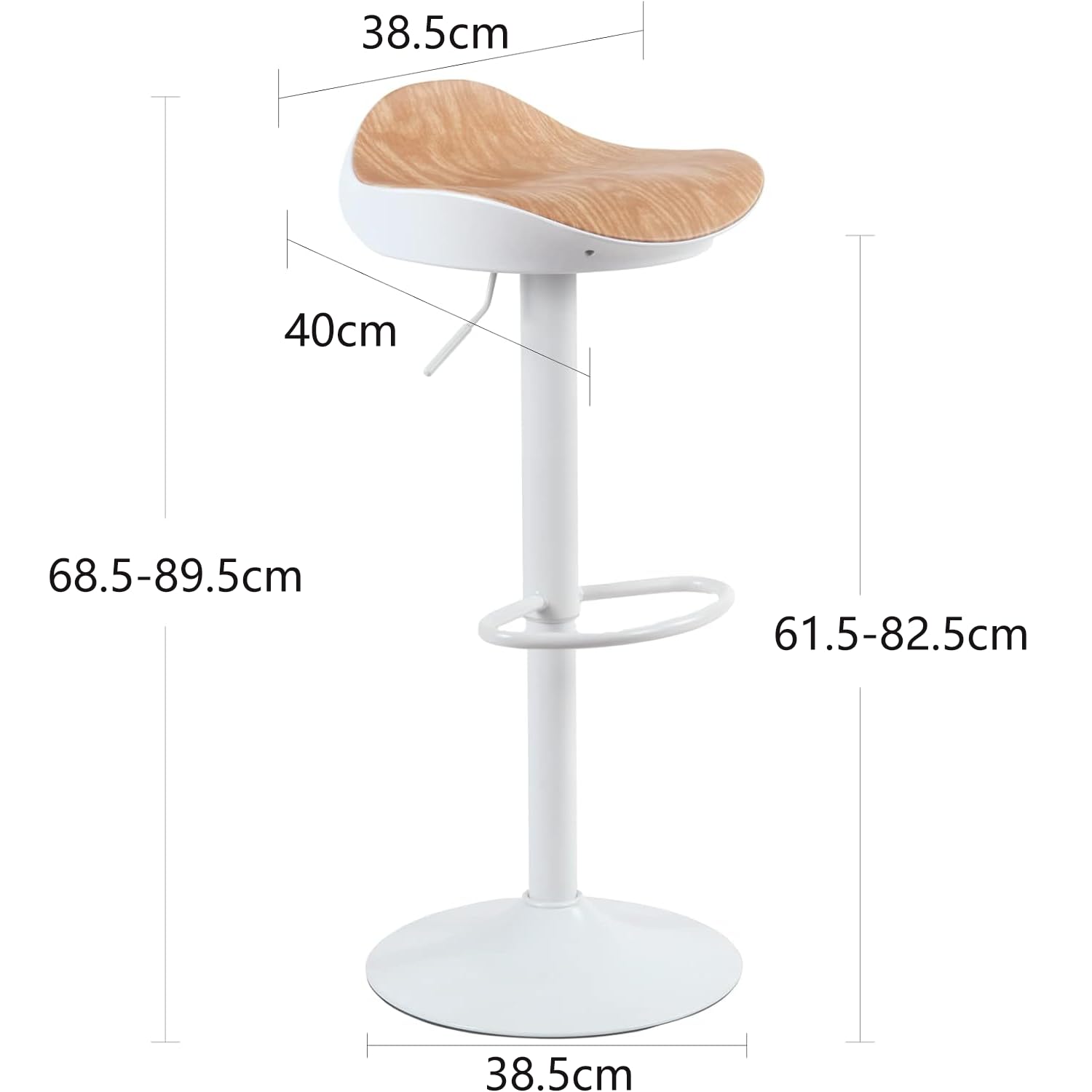 YOUNIKE Sgabello da Bar, Sgabelli Alti da Cucina Sedia da Bar, con Schienale e Girevole a 360°Altezza Regolabile Montaggio Facile, per Cucina Casa e Bar, Bianco