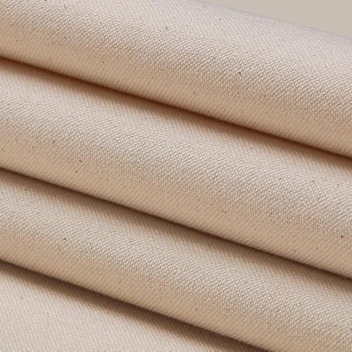Image of 100% Cotton Duck Fabric by The Yard - Heavy Duty Canvas Cloth for Upholstery, Curtains, Bags, Crafts & Home Decor Size 62 inch- Available in Yellow, White, Natural & Blue (Natural, 2 Metre)