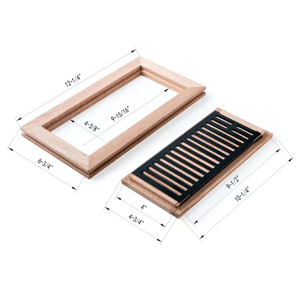 Decor Grates 3x10 Inch Wood Flushmount Floor Register – Natural Oak Finish, Flush With 3/4" Hardwood Floors