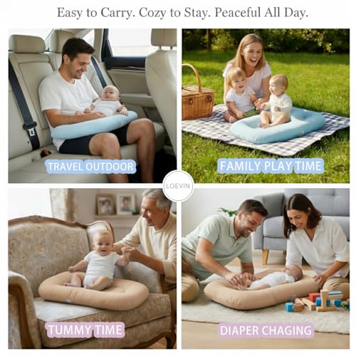 Image of Baby Lounger for Newborn 0-24 Months, Portable Nest & Play Mat