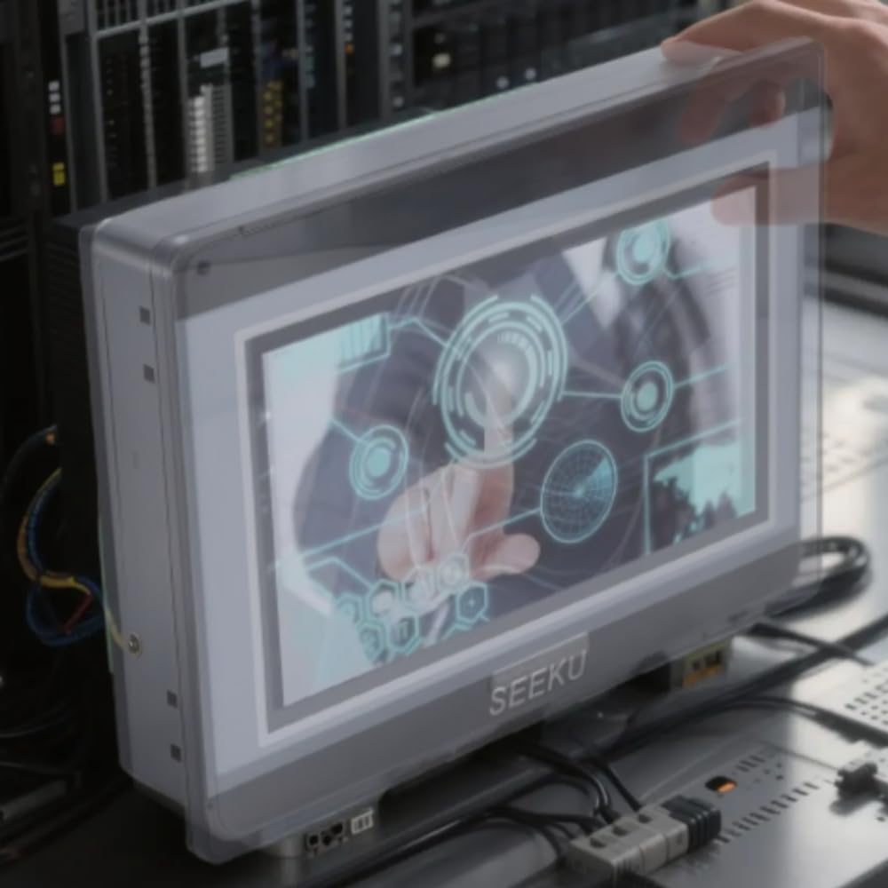 Marhynchus Touchscreen HMI PLC Programmabile 7in, Misurazione della Temperatura Alta Velocità, 12in 8out 6 Contatori 3K, Adatto per Automazione Industriale con Funzioni Unique