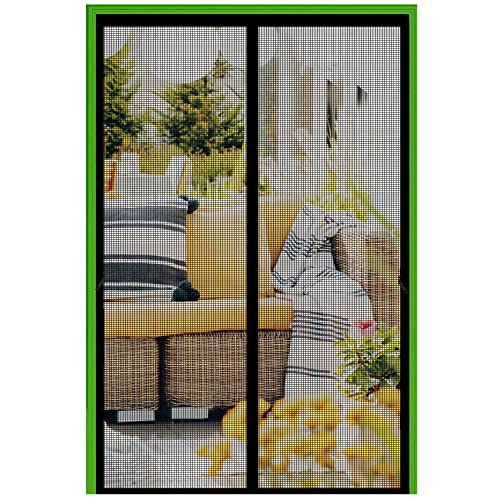 Image of Magnetic Screen Door Fits Door Size 34 x 82, Door Screen Size 36 inch x 83 inch, Heavy Duty Fiberglass Net Curtain, Hands Free Magnets Mesh, Black