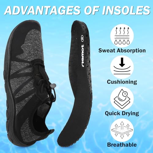 riemot Water Shoes Quick Drying Sports Aqua Lightweight Non-Slip Breathable Shoes for Outdoor Workout Athletic Swim Beach Barefoot for Men Women Black3