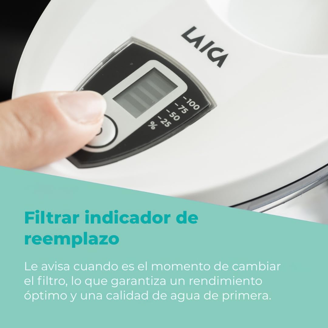 Pack de 6 filtros Laica bi-flux + 1 jarra de regalo. El filtro bi-flux reduce la cal y el cloro, mejorando el sabor del agua del grifo, dura 150 litros/1 mes, compatibles con las jarras Brita y otras