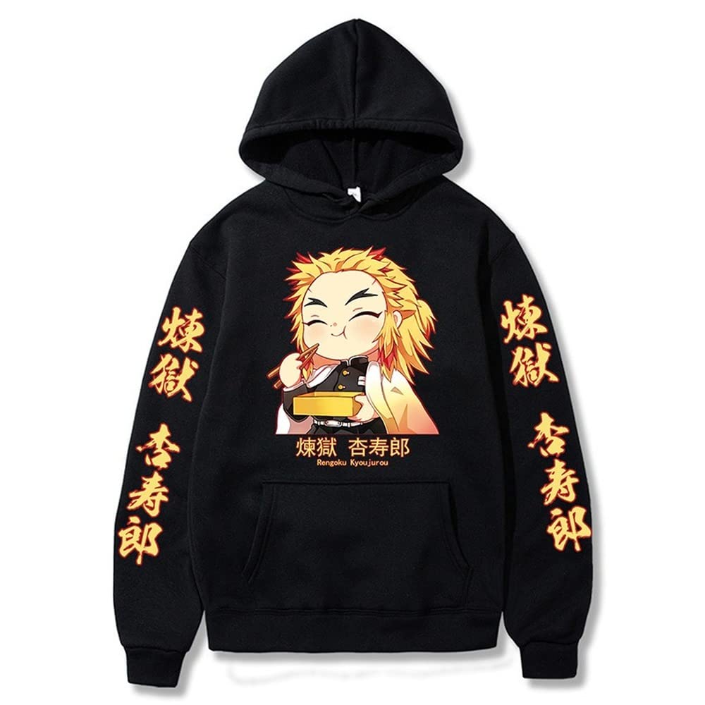 HFFYYQRengoku Kyoujurou Hoodie Sweatshirt Cosplay Costume Sweater Pullover Hooded Men Anime Black Pullover