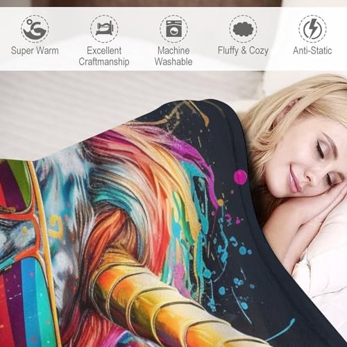 Couverture plaid cheval en flanelle douce, le cadeau idéal pour passionnés