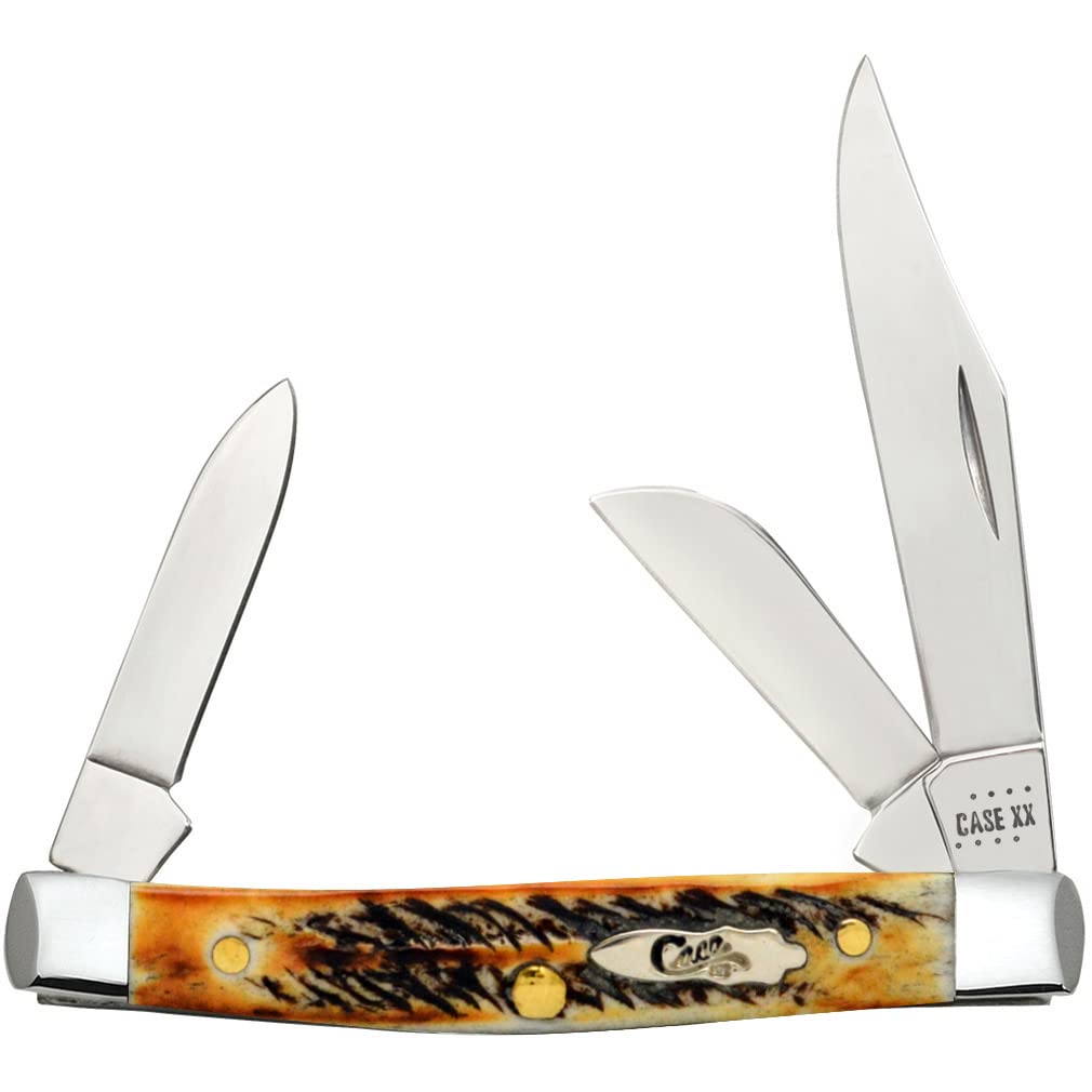 Case XX WR Pocket Knife Meduim Stockman 6.5 Bonestag Item #22307 (6.5344 SS) 3 1/4 inches Closed, Made In USA