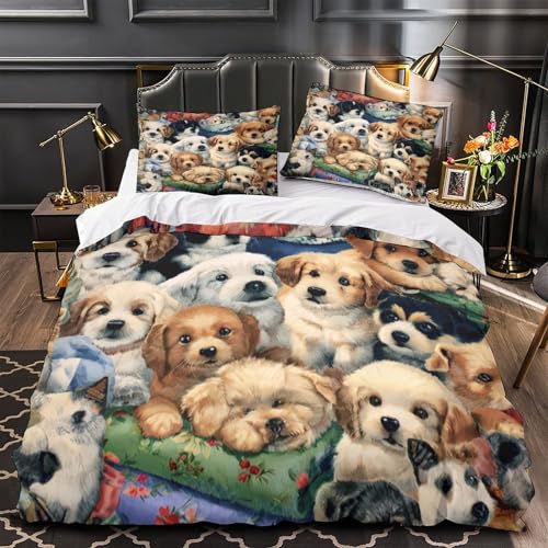 Housse de couette chiot 3D microfibre avec fermeture éclair - 2