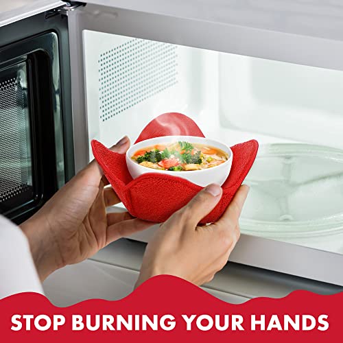 Microwave Bowl Huggers Warmers For Food Microfiber Heat Resistant Food Warmer Set Microwave Safe Handle Hot And Cold Bowls Holder Without Burning Your Hands Set Of 4 Microwave Bowl Huggers #TOP4