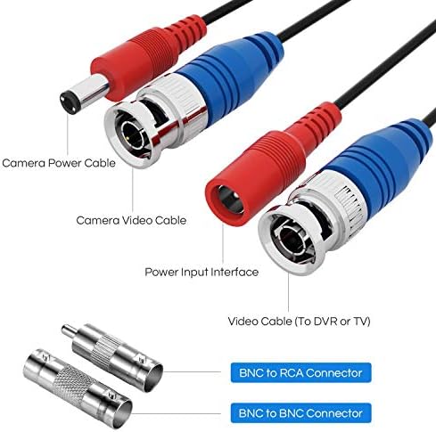 Anlapus 4 Pack 30M 100ft Video Power Cable BNC DC Extension Cable for CCTV Security Camera DVR System