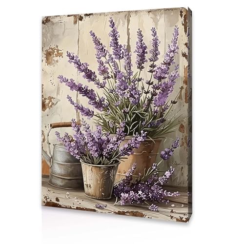 Tableau sur toile fleurs de lavande décoration murale chambre
