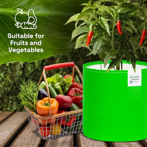 Image of HDPE Grow Bags for Plants 24X6 Inch (Pack of 1) | 260 GSM Heavy Duty UV-Protected Round Green Colour Plant Bags for Terrace and Vegetable Gardening | Strong & Reusable|