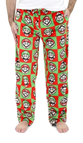 Nintendo Super Mario Pajamas for Men, Video Game Pajama Pants, Fleece Luigi & Mario Pj Pants for Adults - Sizes S-XL