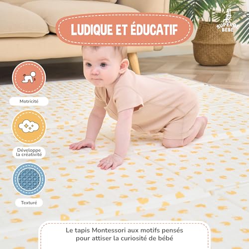 Tapis D'éveil Bébé Pliable Epais Réversible 120x180x1cm - Tapis De Jeu Pour Enfant Bebe - Tapis De Sol XXL En Mousse - Tapis De Motricité Favorisant Le Développement Sensoriel - Cadeau Naissance Bébé – vue 6