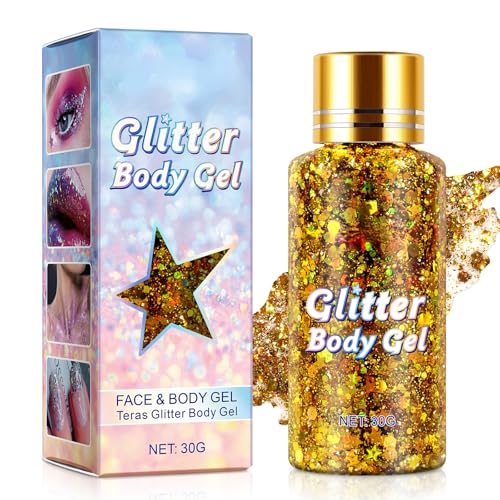 Glitzer Gesicht Long-lasting Body Glitter für Make-up Festival Glitzer Gesicht Für Augen und Lippen Maniküre DIY Glitter Face Glitterr für dauerhaften Glanz Mermaid Sequins Gold Glitters kit
