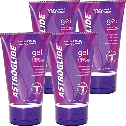 Astroglide Gel Personal Lubricant Water-Based No Drip Thicker Formula Long-Lasting Easy Clean-Up Condom Compatible 4 oz (Pack of 4)