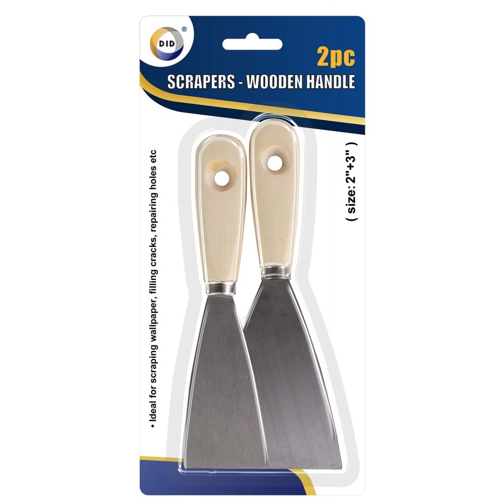 Wooden Handle Scrapers Pack of 2 DIY Paint Rust Removal Wood Flexible Decorating