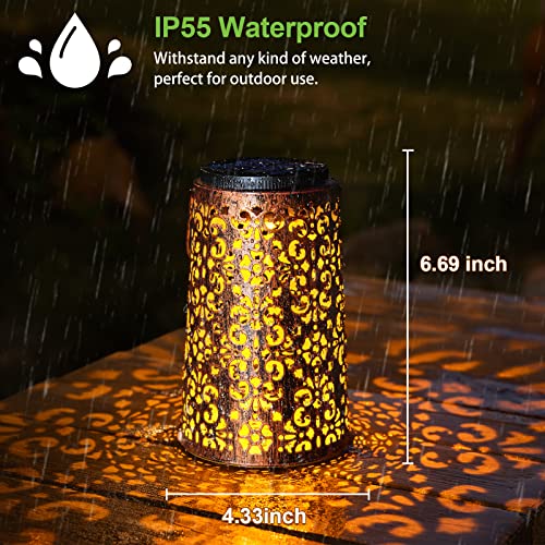 Solar Lantern - Hanging Solar Lights Outdoor Waterproof, Metal Lantern Decorative Solar Powered Patio Decor For Garden Yard Backyard Porch Table Pathway Tree Lighting, Cool/Warm Light, 2 Pack #TOP3