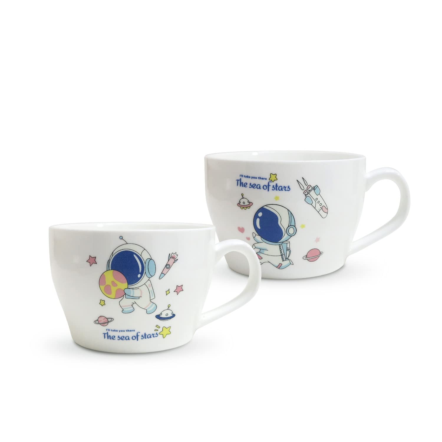 ABHOME2-Piece Cute Ceramic Coffee Mug Set,12oz (Type4)