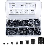 500 schwarz Stück flache Unterlegscheiben, Nylon-Unterlegscheiben, industrielle Befestigungskopf-Unterlegscheiben, mechanische Unterlegscheiben – M2/M2,5/M3/M4/M5/M6/M8/M10