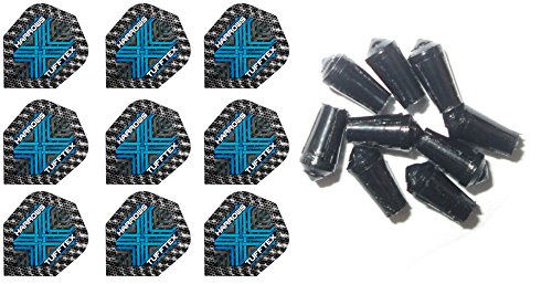 Tufftex 3 Sets of Harrows Standard Dart Flights Plus 3 Sets of Black Nylon Dart Flight Protectors (Aqua)
