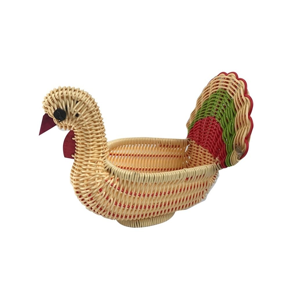 FZL02068LM Fruit Bowl Fruit Baskets Rattan Woven Basket Vegetable Snack Animal Shaped Versatile