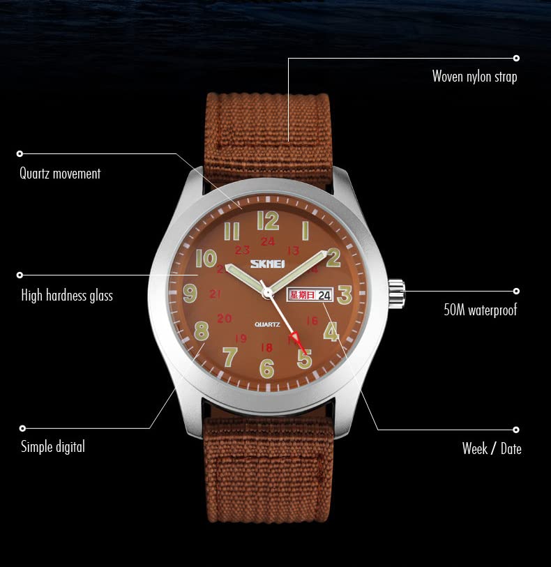 Gosasa Fashion Watches for Men Nylon Strap Textile Casual Men's Watch Military Sport Watches Luminous Date Quartz Business Waterproof Unisex Wrist Watches3