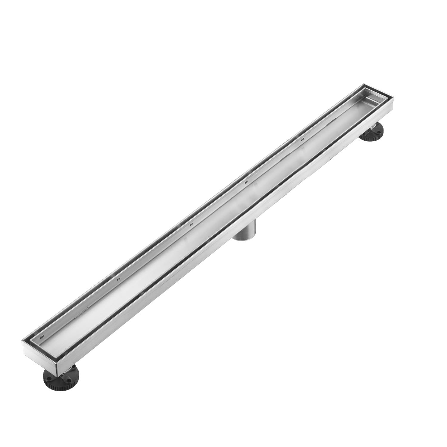 AVSIILE Linear Shower Floor Drain, 42 Inch Brushed Nickel 304 Stainless Steel Bathroom Drains Kit, Rectangular Shower Trench Drain with Reversable Tile-in Pattern Drain Cover & Hair Catcher