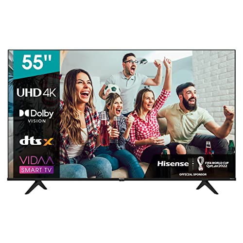 Hisense 55A6GG Televisor, 139 cm (55'), Smart TV, 4K UHD, HDR, Dolby Vision, Triple sintonizador DVB-C/S/S2/ T/ T2/ DTS Virtual X, Alexa Built-in, Bluetooth, WiFi, Modo Hotel, Negro [2022]