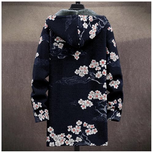Ethnic Graphic Coats for Men Mens Cardigan Sweater Long Sleeve Full Zip Japanese Art Hooded Jacket With Pockets2