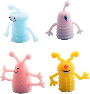 TOYANDONA 4Pcs Monster Finger Puppets, Glow in The Dark Finger Puppets for Party Favors Fun Toys Puppet Show (Random Color and Style)