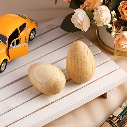2 Pcs Easter Wood Egg Shakers Musical Percussion Instrument Natural Wooden Egg Maracas Music Maraca Percussion Shakers for Musical Education Party Classroom Prizes Easter Gift