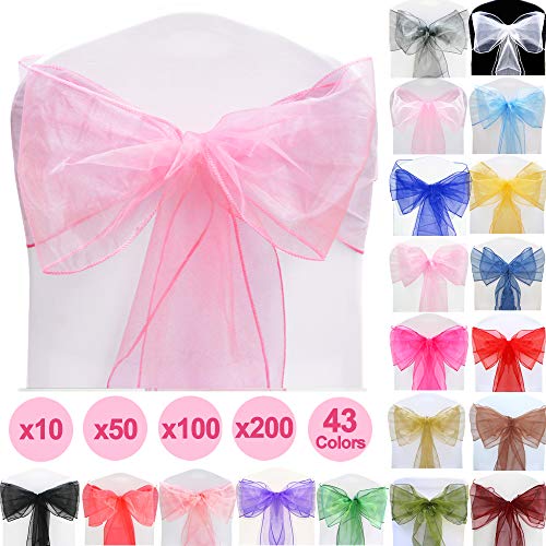 Time to Sparkle TtS Lot de 100 nuds en Organza pour Housse de Chaise Rose