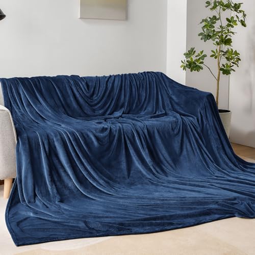 Image of BEDELITE Big Fleece Blanket - 120 inch x 120 inch (10' x 10'), Super Soft Fluffy Fuzzy Oversized King Blanket for Bed, Couch, Sofa, Camping, Fits Whole Family, Navy Blue