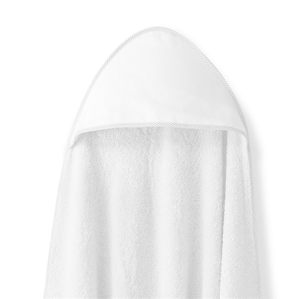 Interbaby - Capa de Baño Bebe Blanco + Babero | Toalla Bebe con Capucha 100% Algodón, 100x100cm, Unisex | Suave, Cómoda, Ideal Recién Nacidos, Bebes y Niños Pequeños | Diseño Punto de Cruz Liso