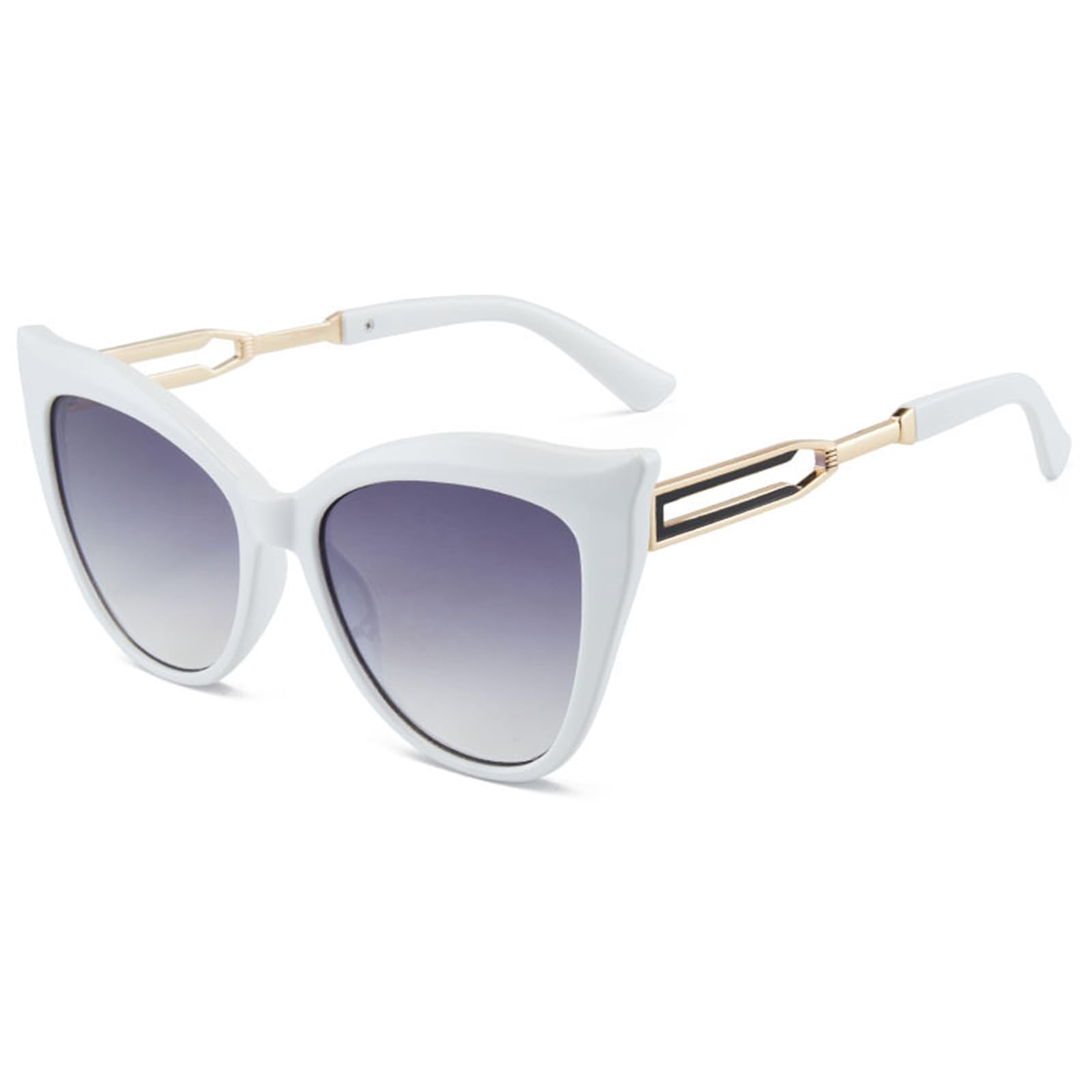 Fankexi Women Cat Eye Sunglasses Oversize Cat Eye Retro Clear Lens Eyeglasses Trendy Large Frame Sun Glasses UV400 Protection,White
