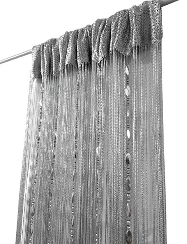 Ave Split 100Cmx200Cm Decorative Door String Curtain Beads Wall Panel Fringe Window Room Divider Blind For Wedding Coffee House Restaurant Parts Door Divider Beads Tassel Screen Decoration (Silver25) #TOP8