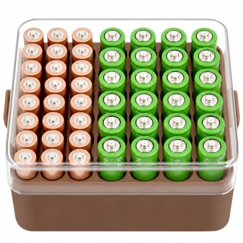 Boîte de rangement pour 48 piles AA ALCYON en plastique marron taille M
