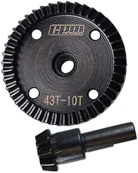 Harden Steel #45 Diff Bevel Gear 43T & Pinion Gear 10T for Arrma 1:8 KRATON 6S / Outcast 6S / Notorious 6S / Talion 6S / KRATON 6S V5 / Notorious 6S V5 Upgrade Parts - 2Pc Set Black