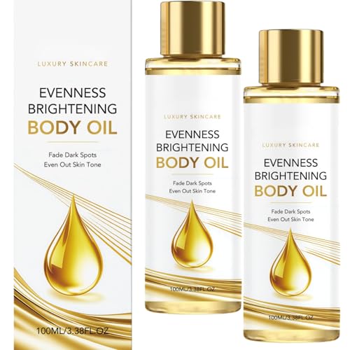 Brightening Body Oil - Fade Dark Spots Hyperpigmentation Uneven Tone Discoloration Even Skin Glow Luxury Moisturizer Radiant Hydration 100ml 3.38 Fl Oz (2pcs)