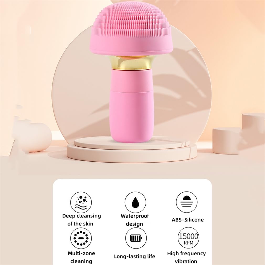 Exfoliante facial exfoliante, cepillo masajeador facial, silicona ABS + limpieza multizona, vibración de alta frecuencia, para exfoliar, masajear limpieza profunda, color negro