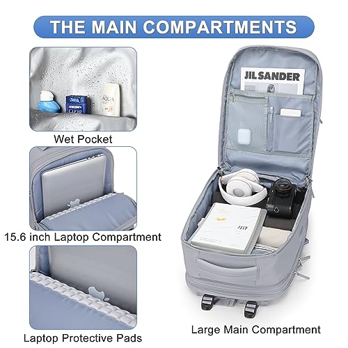 Image of coofay Expandable Backpack For Traveling On Airplane Carry On Backpack Flight Approved Personal Item Travel Backpack For Women Men Airline Approved Gym Bag With Shoe Compartment Travel Weekender Bag