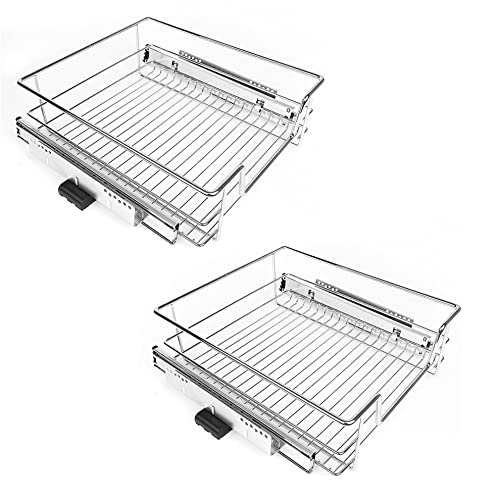MINGYI 2 Stück DIY Schublade für Küche, Schiebekorb mit kompletten Schienen, Aufbewahrungskorb unter der Spüle, für Schrankbreite 45 cm