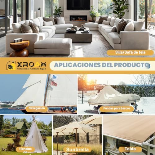 Miniatura 7 de Parches Para Tela Adhesivos Beige, 40x160cm Tela Adhesiva Para Tapizar, Parches De Reparación De Lona Autoadhesivo, Exterior Parche Impermeables Para Sofás, Toldos, Asiento De Coche, Sillas
